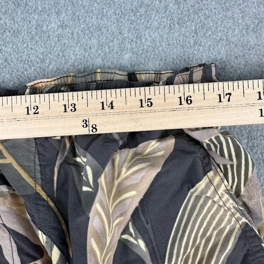 Tommy Bahama Mens Large Shorts Black Tropical Leaf Print Swim Trunks Board Short